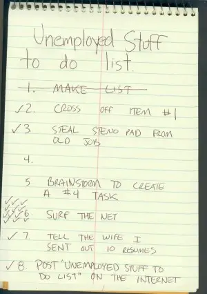 funny Unemployed to do list
