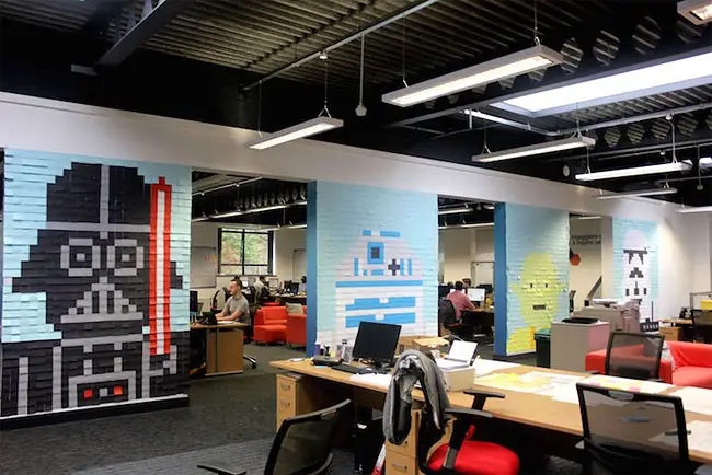 Star Wars sticky notes office wall
