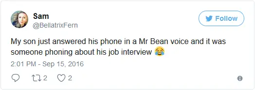 son job interview answers phone as mr bean