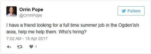 friend looking summer job tweet