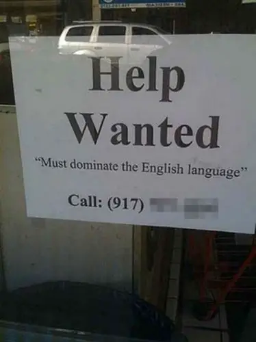 english language funny job ads