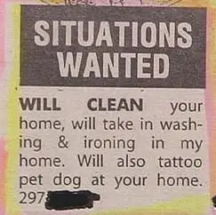 situations wanted funny job ads