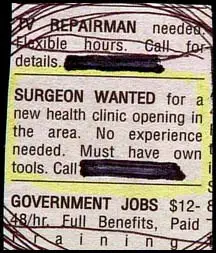 surgeon wanted funny job ads