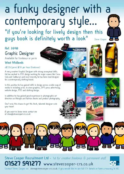funky designer available creative job ad