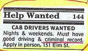 Cab drivers wanted