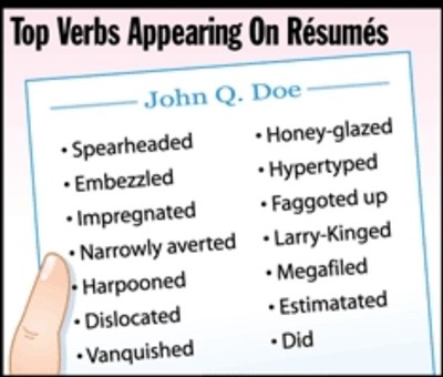 top verbs appearing on resumes