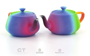 3D-printed rainbow teapots