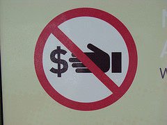 No money taking sign