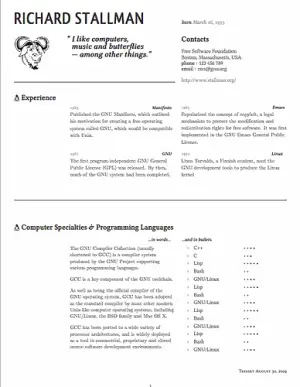 Richard Stallman print resume