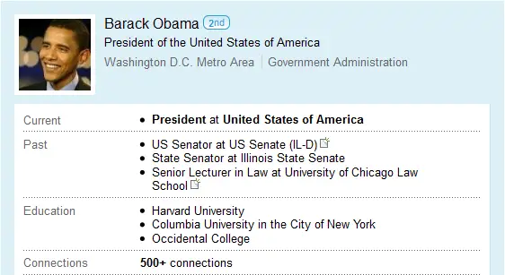 Barack Obama CV snapshot