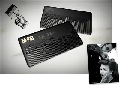 modhair musical comb creative business card design
