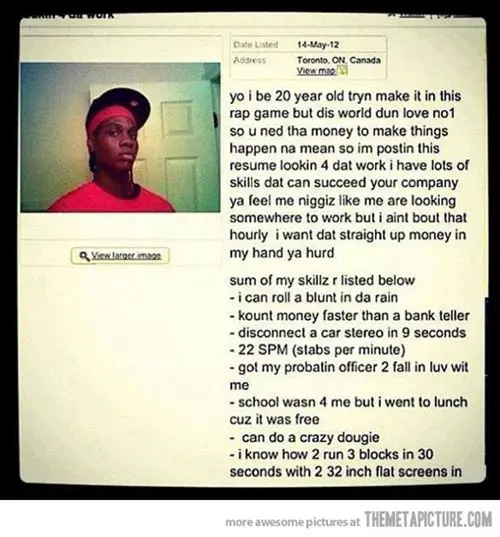 funny black man job application