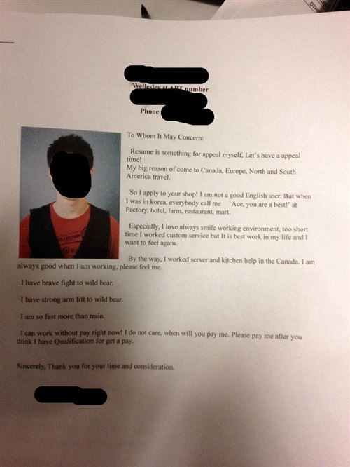 funny application letter