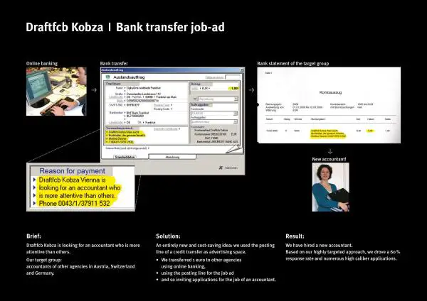 bank transfer recruitment marketing