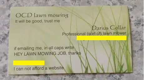 lawn mowing business card