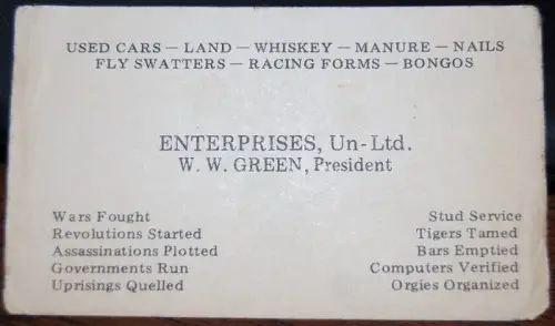 ww green business card