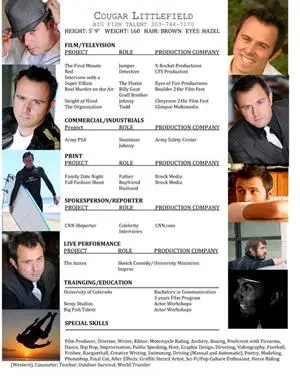 cougar littlefield acting resume