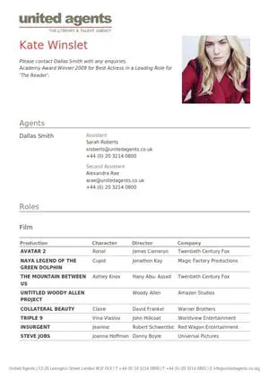 kate winslet acting resume