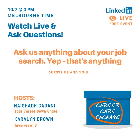Career Care Package - Ask Us Anything About Your Job Search, Live Question and Answer