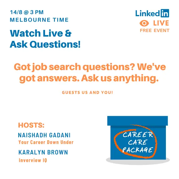 Career Care Package #105 - Get Your Job Search Questions answered Live