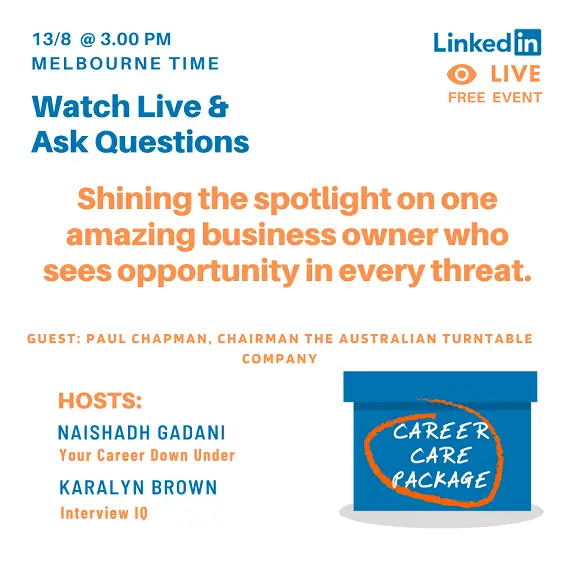 Career Care Package Meet a business founder seeing the opportunity in every threat.