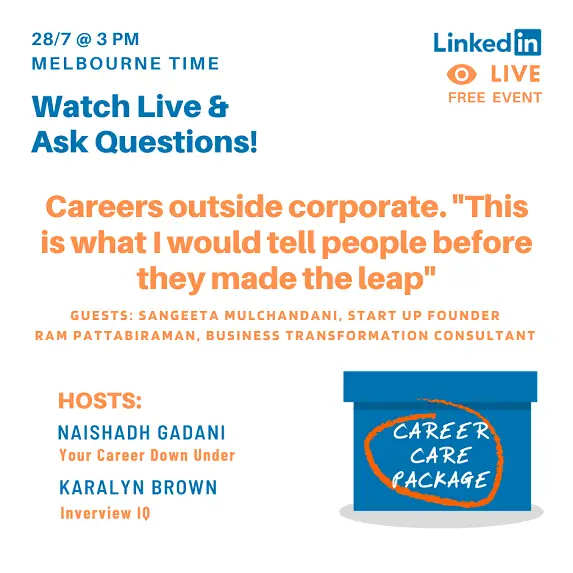 Career Care Package: Careers outside corporate. "This is what I would tell people before they made the leap".