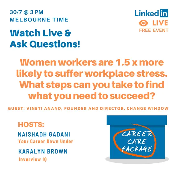 Career Care Package: Women workers are 1.5 x more likely to suffer workplace stress.