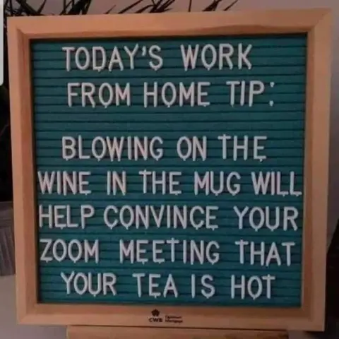 blowing on wine mug makes it look like hot tea