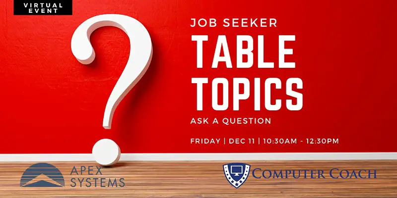 Job Seeker Table Topics: Ask a Question